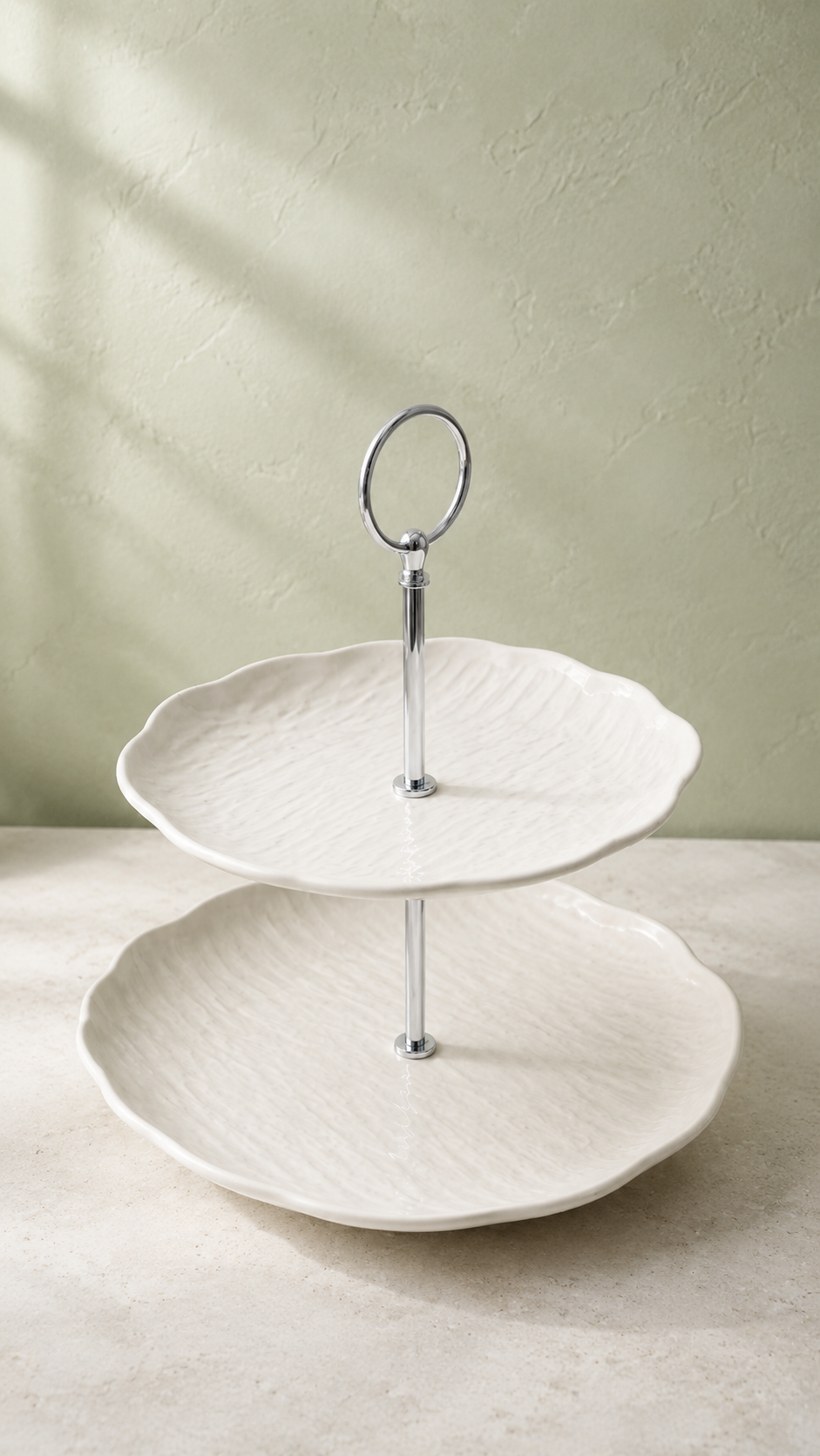 Cermico Wit Etagère 2-Laags – Ø 20,5 cm/Ø 27,3 cm