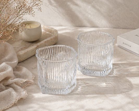Diamond clear stripe glas | 6 stuks