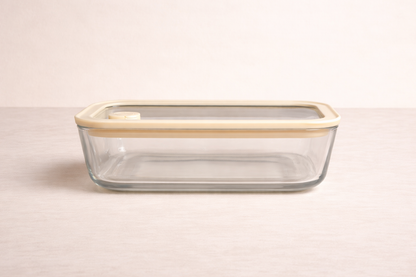 Vershoudbak rechthoekig |  610 ml | Beige-transparant