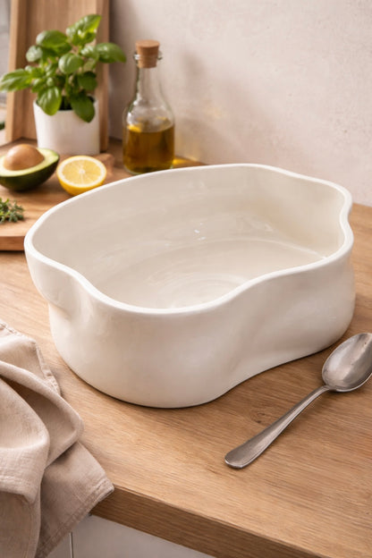 Nordic - Keramieken Wave Schaal - Créme - 2240 ml